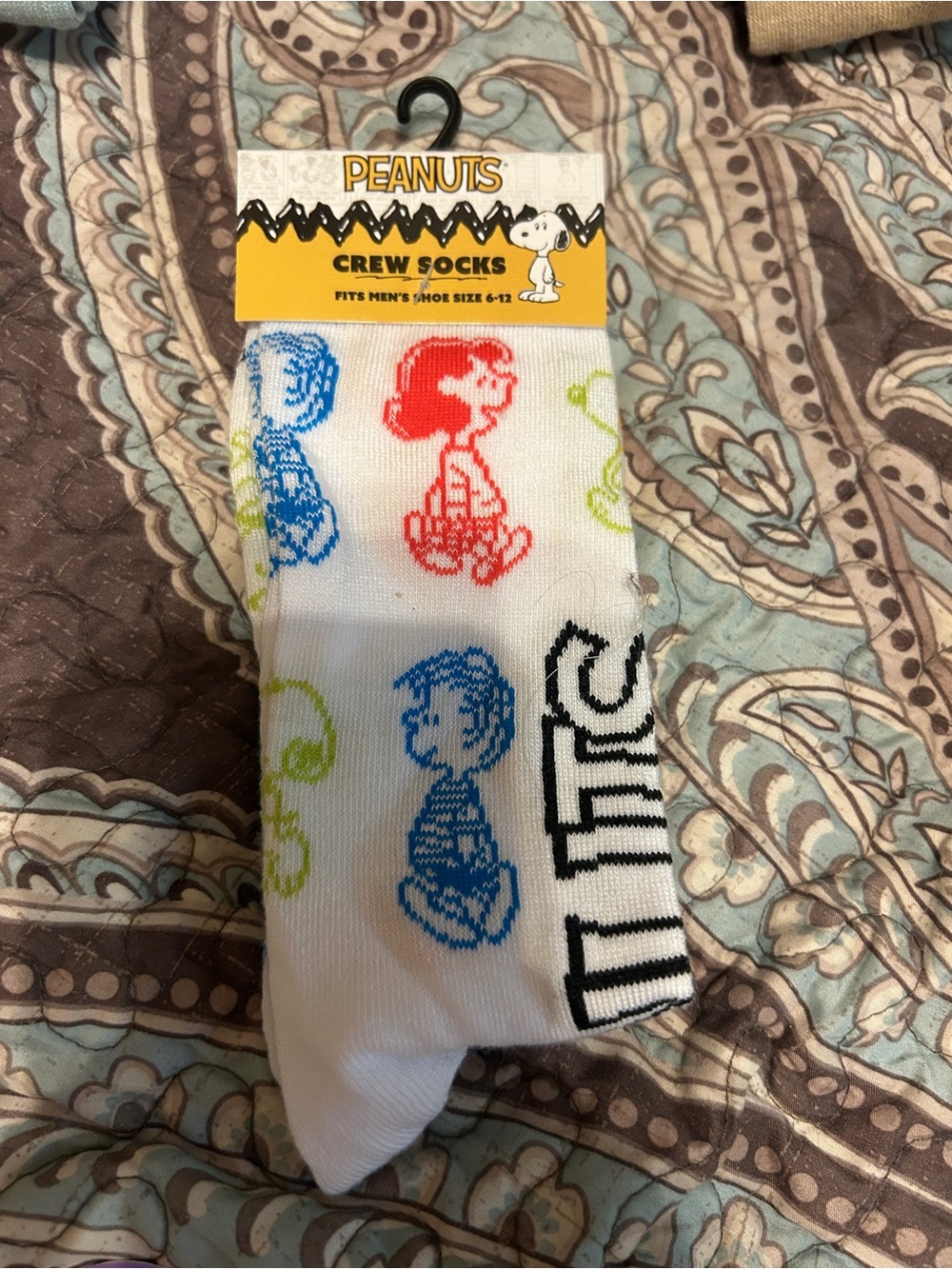 Peanuts Crew Socks — White with Multi-Color Character Prints